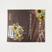 Trouwdecoratie Zonnebloem Metselaarsglas Burgundy Wandkleed (Voorkant (horizontaal))