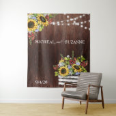 Trouwdecoratie Zonnebloem Metselaarsglas Burgundy Wandkleed (In situ)