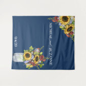 Trouwdecoratie Zonnebloem Metselaarsglas Wijnrood Wandkleed (Voorkant (horizontaal))