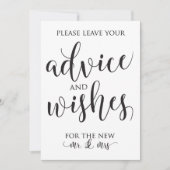 Trouwdecoratiebord met advies en goede wensen kaart (Voorkant)