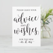 Trouwdecoratiebord met advies en goede wensen kaart (Staand voorkant)