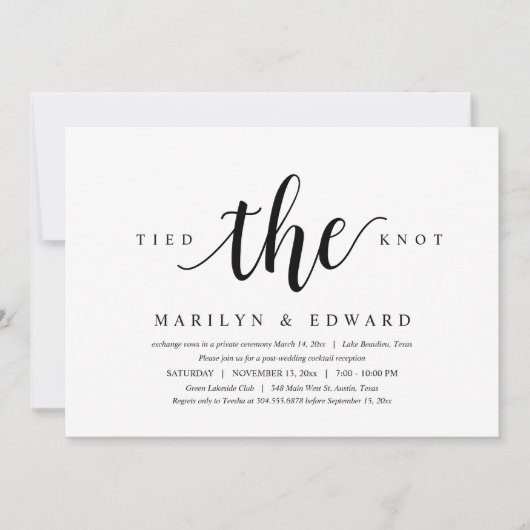 Trouwden, Moderne 'Post Wedding Elopement' Kaart (Voorkant)