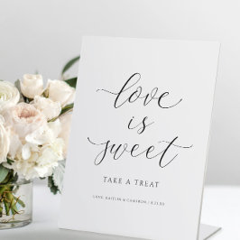 Trouwdessertbord 'Liefde is zoet' Candybuffet Reclamebord Met Voetstuk