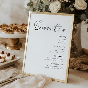 Trouwdesserts Menu Bord Modern Hart Poster