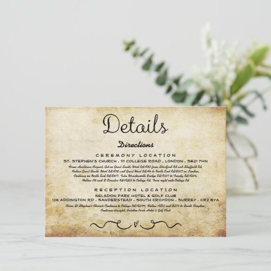 Trouwdetail Insert Kaart |  Antiek (Staand voorkant)