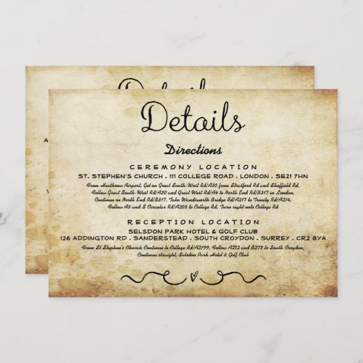 Trouwdetail Insert Kaart |  Antiek (Voorkant / Achterkant)