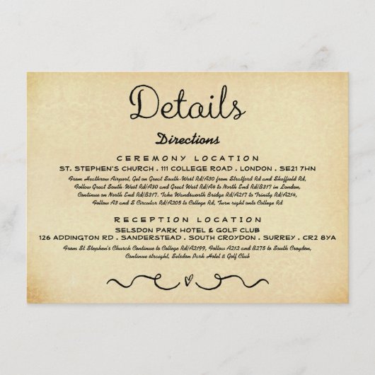 Trouwdetail Insert Kaart |  Antiek (Voorkant)