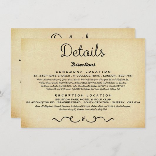 Trouwdetail Insert Kaart |  Antiek (Voorkant / Achterkant)