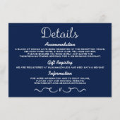 Trouwdetail Insert Kaart | Modern Navy blauw (Achterkant)