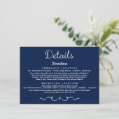 Trouwdetail Insert Kaart | Modern Navy blauw (Staand voorkant)