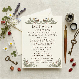 Trouwdetail van Vintage Coquette Wildflower Informatiekaartje