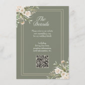 Trouwdetailkaart in saliegroen - Elegante QR-code Informatiekaartje (Voorkant)