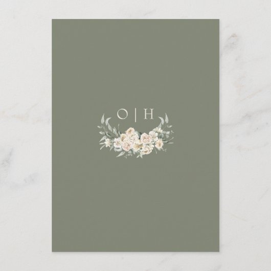 Trouwdetailkaart in saliegroen - Elegante QR-code Informatiekaartje (Achterkant)