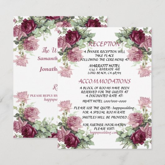 Trouwdetailkaart, informatiekaart kaart (Voorkant / Achterkant)