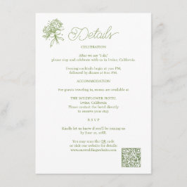 Trouwdetailkaart met saliegroene hortensia informatiekaartje