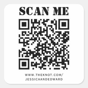 Trouwdetails Aangepaste QR-code Zwart Minimaal Vierkante Sticker