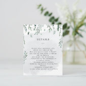 Trouwdetails Aquarel Houten Bladeren Informatiekaartje (Staand voorkant)