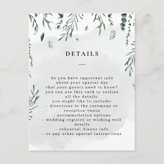 Trouwdetails Aquarel Vallende Bladeren  Informatiekaartje (Voorkant)