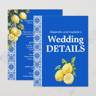 💙🍋 Trouwdetails Azul & Limone Romance Informatiekaartje