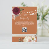 Trouwdetails Bloem QR-code Website Informatiekaartje (Staand voorkant)