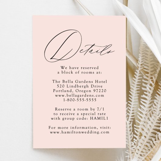 Trouwdetails Blush Modern Elegance Informatiekaartje