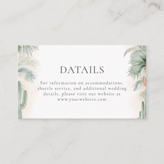 Trouwdetails Blush roze Mexicaanse droom Informatiekaartje (Voorkant)