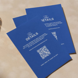 Trouwdetails Cobaltblauwe RSVP-kaart Qr-code Informatiekaartje