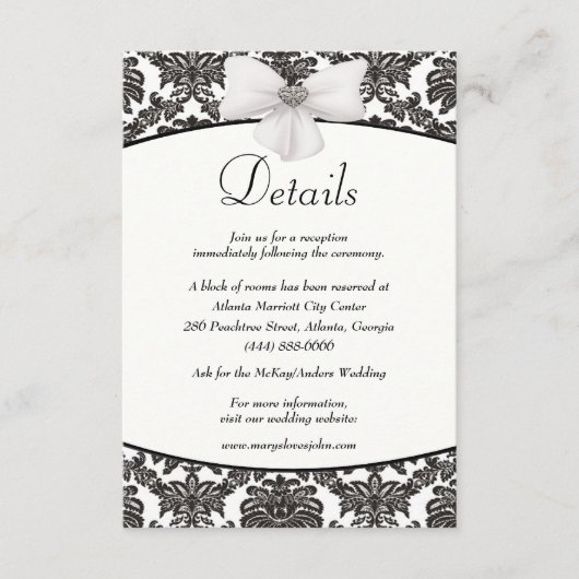 Trouwdetails Damask Elegance Informatiekaartje (Voorkant)
