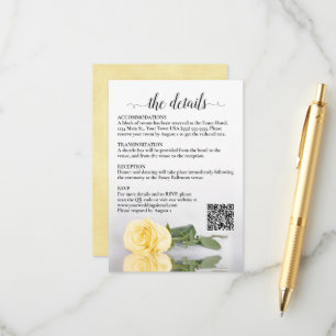 Trouwdetails Elegante Boter Gele Roos QR Code Informatiekaartje