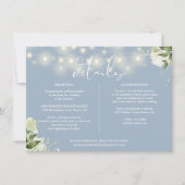 Trouwdetails en informatie in stoffig blauw groen kaart (Voorkant)