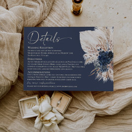 Trouwdetails Enclosure in Navyblauw Boho Pampas St Informatiekaartje
