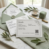 Trouwdetails Enclosure met Saliegroene QR-code Informatiekaartje