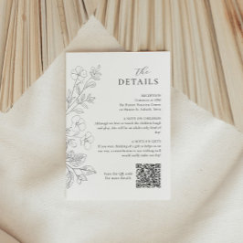Trouwdetails Enclosurekaart met Florale Minimalist Informatiekaartje