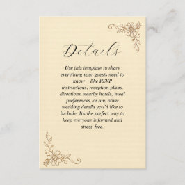 Trouwdetails Enclosurekaart met Vintage Bloemen Informatiekaartje