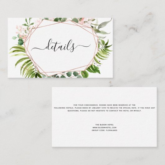 Trouwdetails Eucalyptus Greenery Geometrisch Visitekaartje (Voorkant / Achterkant)