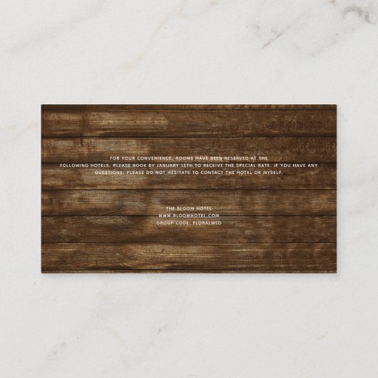 Trouwdetails Eucalyptus Rustiek Hout Groen Visitekaartje (Achterkant)