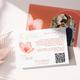 Trouwdetails fel sinaasappel bloem gebogen Foto Informatiekaartje