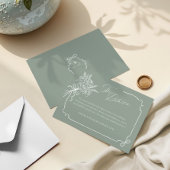 Trouwdetails Hand getrokken boog & lint boeket Informatiekaartje