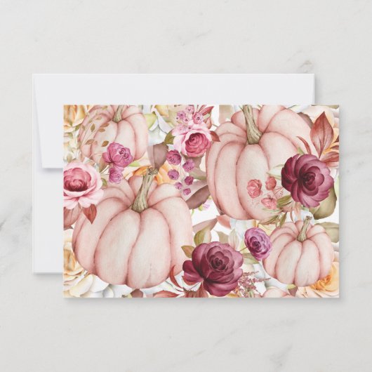 Trouwdetails Herfst Pompoen Bloemen Kaart (Achterkant)