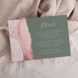 Trouwdetails in Blush Roze Goud Agaat Saliegroen Informatiekaartje