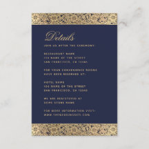 Trouwdetails in marineblauw - vintage gouden rozen