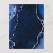 Trouwdetails in Navy Blauw en Zilveren Agate Informatiekaartje (Achterkant)