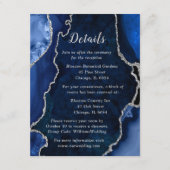 Trouwdetails in Navy Blauw en Zilveren Agate Informatiekaartje (Voorkant)