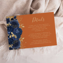 Trouwdetails in Navyblauw Goud Bloemmotief Verbran