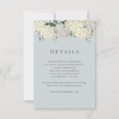 Trouwdetails in Stofblauw Hydrangea RSVP Kaartje (Voorkant)