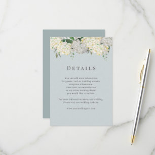 Trouwdetails in Stofblauw Hydrangea RSVP Kaartje