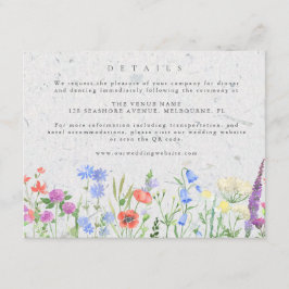 Trouwdetails in wilde bloemen Boho-stijl Informatiekaartje