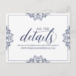 Trouwdetails / Info kaart Elegante Navyblauw