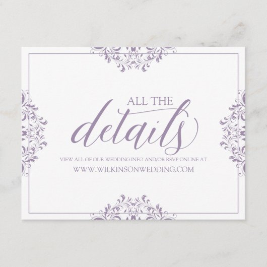 Trouwdetails / Info kaart | Nadine (Lavendel) (Voorkant)