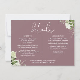 Trouwdetails Informatie in Mauve Groene Tinten Kaart